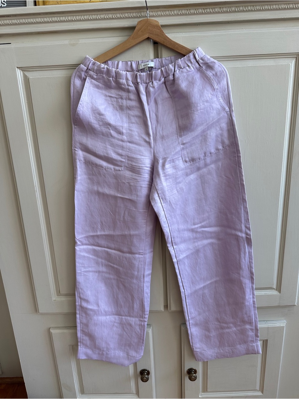 Vince Light Lavender Linen-Blend Casual Pants